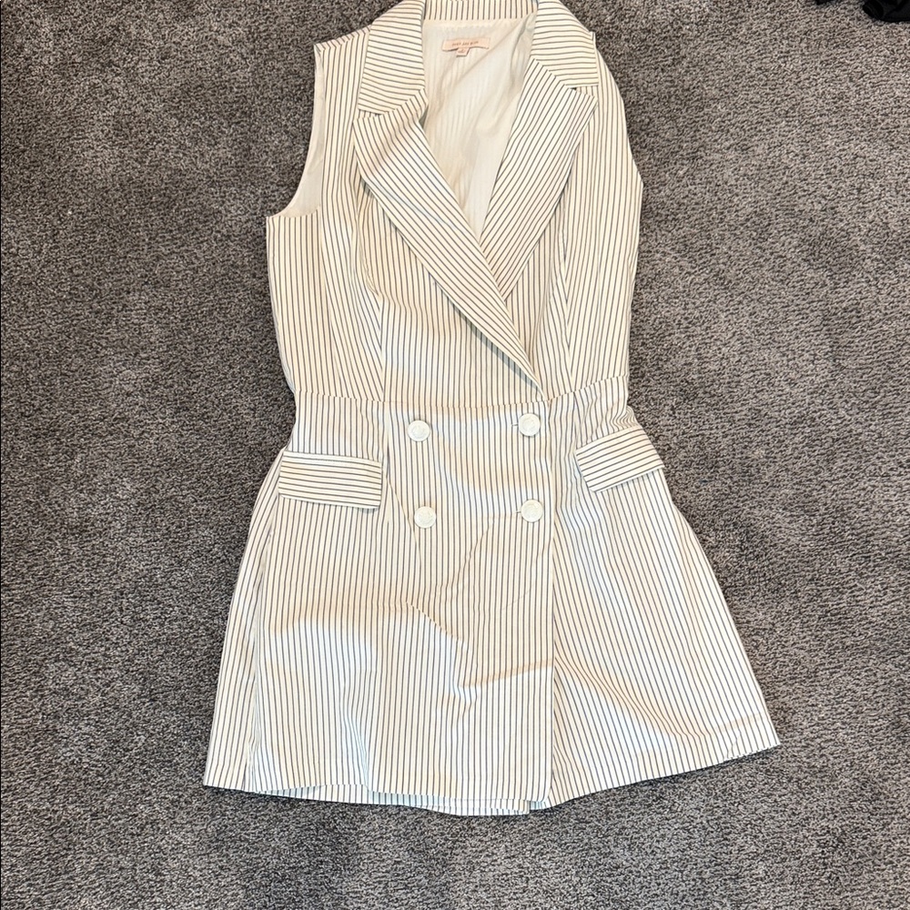 Skies Are Blue White and Blue Striped Mini Dress